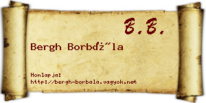 Bergh Borbála névjegykártya
